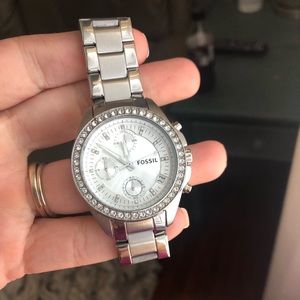 Silver Fossil Watch